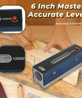 6 Inch Carbon Steel Precision Strip Level with Wooden Box 0.02 Mm Per Meter Accuracy Portable Alignment Tool on wood surface
