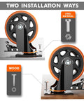 6 Inch Heavy Duty Caster Wheels Set of 4 with locking industrial swivel top plate design installation methods on steel and wood.