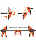 Two Pack Six Inch One Hand Clamp And Spreader Set With 300 Lb Clamping Force, Quick Release Lever, Comfort Grip, shown in use