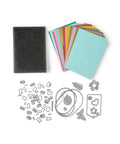 All In One 6 Inch Die Cutting And Embossing Machine Starter Kit with cutting dies, embossing folder, and cardstock.