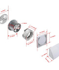 Components of Best Value 6 Inch Through Wall Exhaust Fan For Bathroom Or Kitchen With Retractable Duct Quini 80 CFM displayed