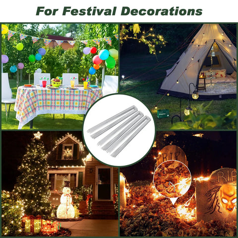 Heavy Duty Galvanized Landscape Staples 6 Inch 25 Pack 11 Gauge Anti Rust Garden Stakes for securing decorations in snow and wind