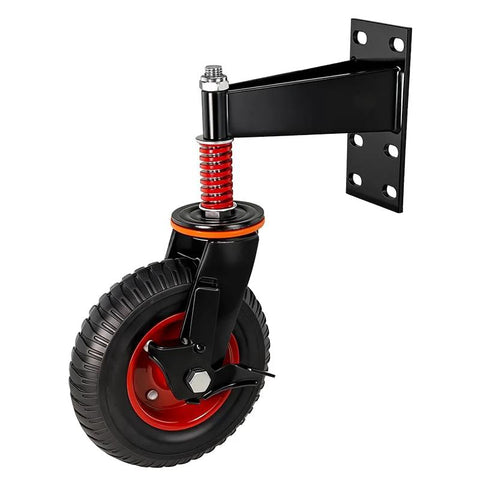 6 Inch Gate Wheel With Brake And 360 Degree Swivel Spring Loaded For Metal Swing Tube Gates And Wooden Fence Gates 600 Lb Capacity