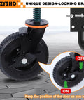 6 Inch Gate Wheel 500 lb Heavy Duty Gate Wheel With Brake 360 Degree Rotation for Wooden Farm Cattle and Metal Tube Swing Gates