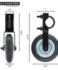 Heavy Duty Gate Wheel Caster Kit For Chain Link Fence Swing Gates Fits One And Five Eighths To Two Inch Gate Frames With Rubber Tire Wheel And Solid Steel Plate Black Powder Coat Finish For Outdoor Use.