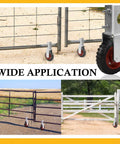 6 Inch Gate Wheel Set For Farm Gates, 2 Pack Gate Support Wheels installed on farm and garden gates, preventing sagging.