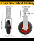 Detailed view of 6 Inch Gate Wheel Set For Farm Gates, 2 Pack Gate Support Wheels With Adjustable Under Mount Caster