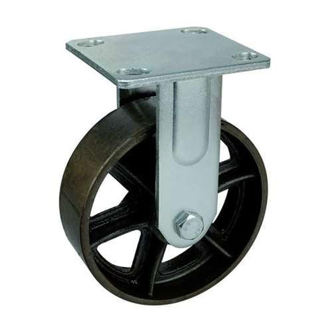 6" Inch Heavy Duty Caster Wheel 617 pounds Fixed Black Cast iron Top Plate - VXB Ball Bearings