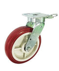 6" Inch Heavy Duty Caster Wheel 992 pounds Swivel and Upper Brake Cast Iron and Polyurethane Top Plate - VXB Ball Bearings
