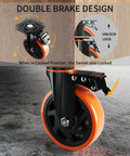 Close-up of 6 Inch Heavy Duty Caster Wheels Set of 4 with locking industrial swivel top plate design and double brake feature.