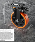 6 Inch Heavy Duty Caster Wheels Set of 4 with locking industrial swivel top plate design showing strong steel construction and polyurethane wheels.
