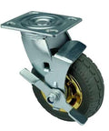6" inch Heavy Duty Caster Wheel 551 Lbs - Center Brake PP Core - Rubber - Top Plate Mount