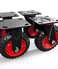 6 Inch Caster Wheels Set Of 4 With 2 Swivel And 2 Fixed Casters, Heavy Duty Rubber Wheels With Knobby Tread For All Terrain Use, 1320 Pound Capacity