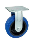 ✝️ 6" inch Heavy Duty Caster Wheel 617 Lbs Fixed - TPR - Top Plate Mount, blue wheel with metal top plate, designed for smooth motion