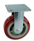 6" inch Heavy Duty Fixed Caster Wheel - PU - Top Plate Mount for carts and industrial equipment with durable polyurethane.