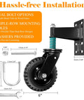 Heavy Duty Gate Wheel 6 Inch For Metal Tube Gates And Wooden Doors With 360 Degree Rotation Spring Loaded Caster 550 Lb Capacity Farm Gate Wheels Dual Mount Options Straight Or U Bolt