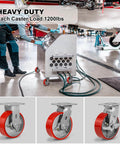 6 inch heavy duty polyurethane caster wheels with brakes, industrial swivel casters in a 4 pack rated for 4800 lb load capacity