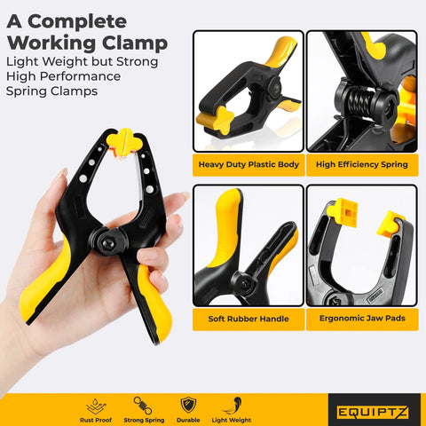 Heavy Duty 6 Inch Spring Clamps Set Of Four For Woodworking Crafts Backdrops And Pool Covers With A 3 Inch Jaw Opening