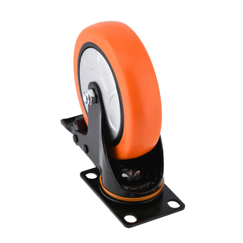 6 Inch Heavy Duty Swivel Caster Wheels With Brake Set Of 4 3000 Lbs Capacity PVC No Noise No Marking For Furniture Carts And Equipment
