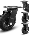 ✝️ 6 inch heavy duty caster wheels set of 4（2swivel brake & 2 fixed 1600lbs capacity, featuring solid rubber and steel brackets