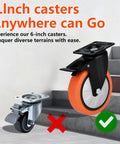 6 Inch Industrial Brake Caster Heavy Duty Wheel With 4000 Lb Load Capacity No Noise Polyurethane On Steel Hub on stairs