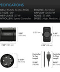 Specifications of 6 Inch Inline Booster Duct Fan With Variable Speed Controller For Basements Bathrooms Kitchens And Workshops Low Noise HVAC Blower To Boostin Airflow And Ventilation AC Infinity RAXIAL S6