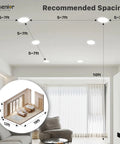 Room with 12 Pack 6 Inch LED Recessed Ceiling Light Dimmable 2700K 5000K 5CCT 1200LM 12W 120V Canless Wafer Downlight