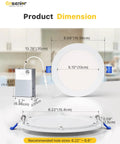 Dimensions of Six Pack 6-Inch LED Recessed Light Dimmable 2700K-5000K 5CCT 1200 Lm 12W 120V Damp Rated ETL IC Ultra-Thin Canless Wafer Ceiling Light ERL-12X-ETL