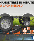 6 Inch Lift Camper Leveling Blocks 2 Pack Heavy Duty Tire Change Ramp Up To 35,000 Lbs GVWR And 32 Inch Tires shown installed