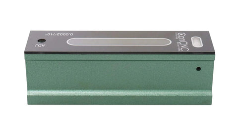 Pro Grade 6 inch master level with V-groove, ultra-precise accuracy, cast iron base, and fitted case for shop alignment.