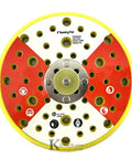 Pro Net Grip Faced Vacuum Pad For 6 Inch Sander Discs With Hook And Loop Backing Multi Hole Dust Extraction Backup Pad Compatible With Five Sixteenth Inch Stud And Most Sander Brands, front view showing 52-hole design and center stud