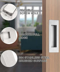6 Inch Recessed Finger Flush Pulls For Pocket Doors Sliding Doors Closets And Barn Doors Hardware In Brushed Nickel Silver Made From 304 Stainless Steel With Moisture Proof And Rust Resistant Construction, Wear Resistant, Heavy Duty And Durable, 2 Pack installed on wooden door