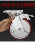 Hand holding 6 Inch Heavy Duty Locking Caster Wheel, Swivel Plate Casters with Brake, Polyurethane on Steel Wheel