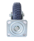 Front view of 6 Inch Heavy Duty Plate Casters Set Of 4 With 360 Degree Swivel And Ball Bearing For Quiet Operation 200 Kg Per Wheel 600 Kg Total Load Rust Proof PU Wheel And Iron Bracket 2 With Brake Lock And 2 Without