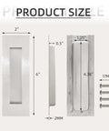 6 Inch Recessed Finger Flush Pulls For Pocket Doors Sliding Doors Closets And Barn Doors Hardware In Brushed Nickel Silver Made From 304 Stainless Steel With Moisture Proof And Rust Resistant Construction, Wear Resistant, Heavy Duty And Durable, 2 Pack, with dimensions and screws shown