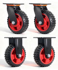 Six Inch Caster Wheels Set With Two Swivel And Two Fixed Heavy Duty Swivel Plate Casters Knobby Rubber Tread