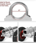 6 Inch Rubber Rolling Gate Wheel With Double U Bolts And Hardware Kit Sliding Gate Rollers For Driveway Gates Chain Link Fence And Metal Tube Gates Stainless Steel Plate 550 Lb Capacity Durable Outdoor Hardware showing compatibility with round and square metal tubes