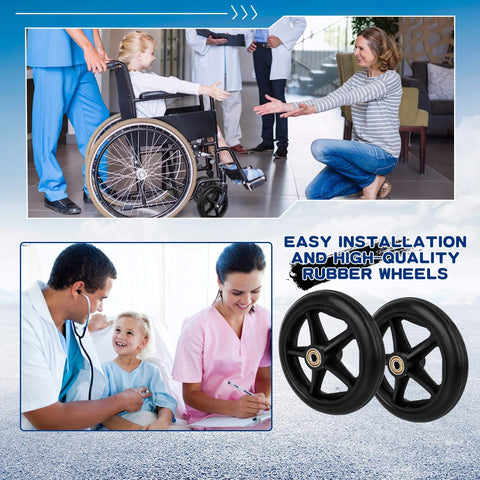 6 Pack 6 Inch Replacement Walker Wheels Kit With Bearings And Screws For Wheelchairs And Walkers Rubber Rollator Wheels Universal Fit Includes Tires And Hardware