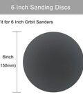 6 Inch Wet Dry Sanding Discs 50 Pcs Hook Loop Assorted Grit for Orbital Sander, showing size measurement