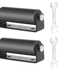 Two 6 Inch Sliding Gate Roller Guide Kits with C Shaped Steel Brackets, wrenches included, heavy duty for secure gate movement, 2 pack.