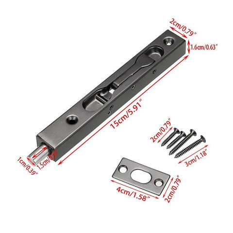 2 Pack 6 Inch Heavy Duty Stainless Steel Concealed Flush Door Bolts For French And Double Dummy Doors, Black Finish, screws included