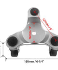 4 pcs 6" Steel Tri-Dolly, 200 lbs Load Capacity, for Moving Furniture & Appliances, Swivel Caster Easy Tool, top view