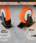6 Inch Heavy Duty Swivel Caster Wheels With Brake Set Of 4 3000 Lbs Capacity PVC No Noise No Marking for furniture carts