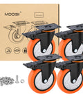 6 Inch Heavy Duty Swivel Caster Wheels With Brake Set Of 4 3000 Lbs Capacity PVC No Noise No Marking For Furniture Carts And Equipment