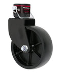 Side view of a 6 Inch Trailer Swivel Jack Caster Wheel With Pin Base 1200 Lbs Capacity For Boat Hitch And Camper, black poly wheel.