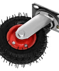 4 Pack 6 Inch Swivel Pneumatic Air Caster Wheels With Knobby Tread For Industrial Carts Heavy Duty Farm Cart Lawn And Garden Equipment Mobility Durable Castor Set With Easy Swivel And Smooth Rolling On Rough Surfaces, black knobby tread, side view