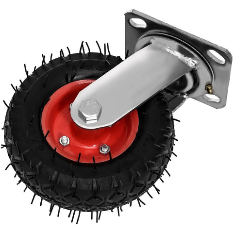 4 Pack 6 Inch Swivel Pneumatic Air Caster Wheels With Knobby Tread For Industrial Carts Heavy Duty Farm Cart Lawn And Garden Equipment Mobility Durable Castor Set With Easy Swivel And Smooth Rolling On Rough Surfaces, black knobby tread, side view