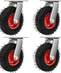4 Pack 6 Inch Swivel Pneumatic Air Caster Wheels With Knobby Tread For Industrial Carts Heavy Duty Farm Cart Lawn And Garden Equipment Mobility Durable Castor Set With Easy Swivel And Smooth Rolling On Rough Surfaces