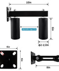 Slide Gate Guide Roller, 6" UHMW Hard Nylon Guider, Adjustable Sliding Gate Support Assembly front, side, and top view with dimensions