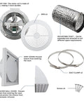 Best Value 6 Inch Through Wall Exhaust Fan For Bathroom Or Kitchen With Retractable Duct Quini 80 CFM 4 Sones components